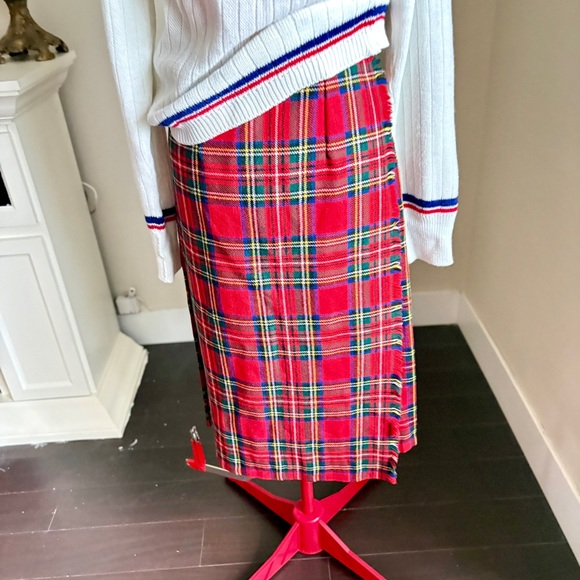 Women's Red Tartan Midi Wrap Skirt - Classic Plaid - Picture 15 of 15